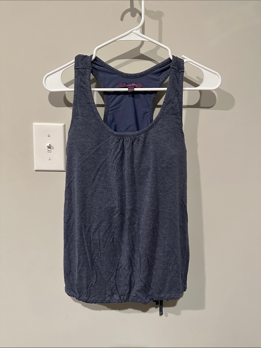 Relaxed Navy Racerback Tank with Built in Bra 32 GG-H